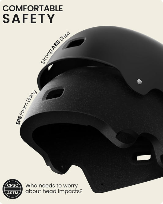 Outdoor Master Skateboard Cycling Helmet for Adults Black Small