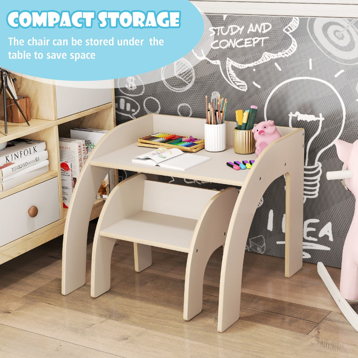 Kids Activity Table And Chair Set | White Plywood Furniture Kids Activity Table And Chair Set | White Plywood Furniture