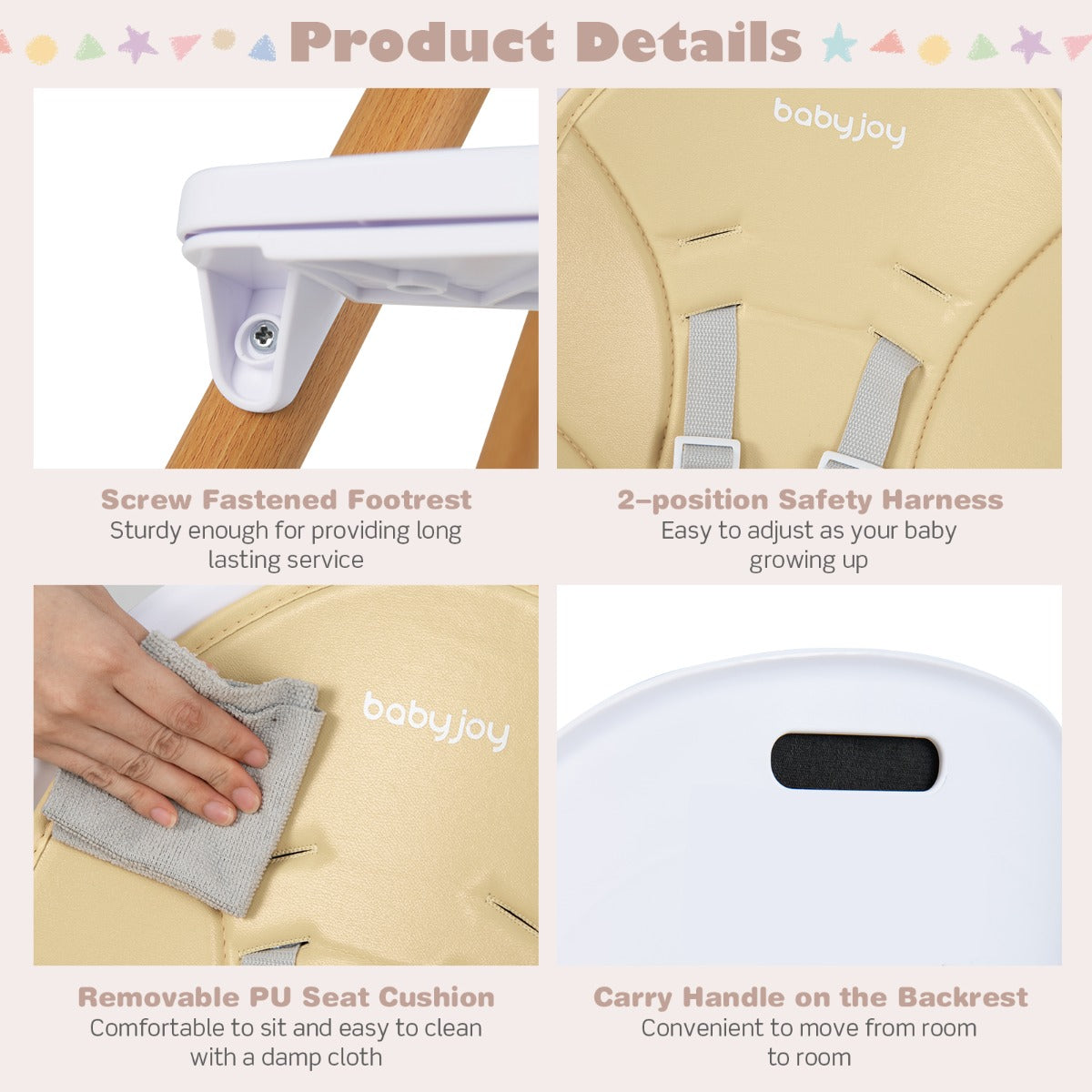 Convertible baby high chair with adjustable tray for versatile, safe dining experience at home.