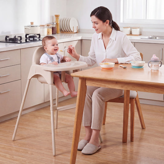4-in-1 Convertible Baby High Chair | 2 Heights | Beige
