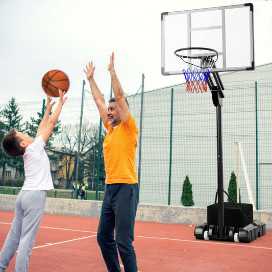 Costway 1.5-3.05m Adjustable Basketball Hoop with Shatterproof Backboard and 2 Wheels