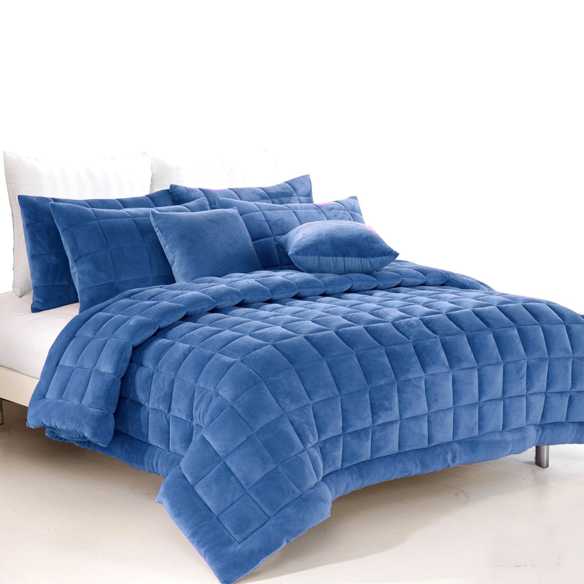 Alastairs Augusta Denim Faux Mink Kids Quilt Set - Soft, cozy bedding for children.