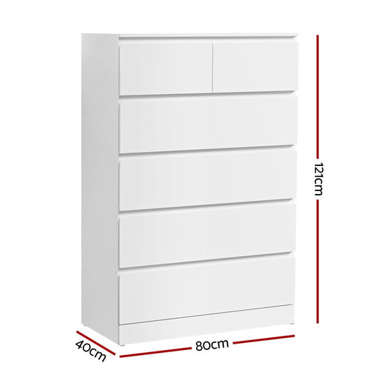 Artiss 6-drawer chest in PEPE White for kids room organization and storage solution.