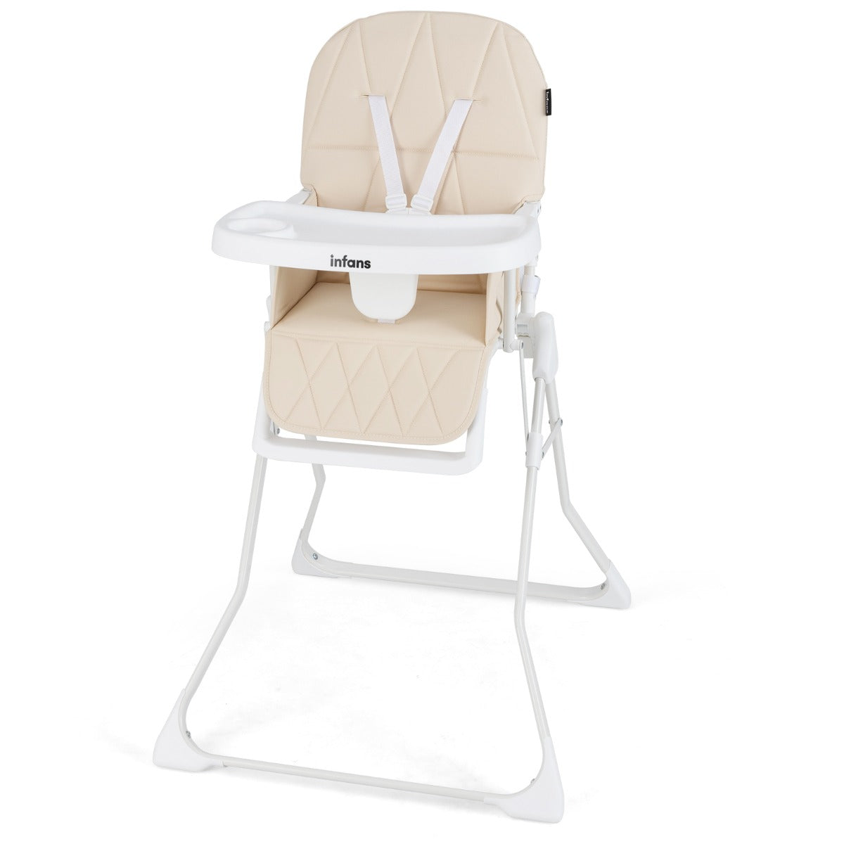 Foldable High Chair | Adjustable Beige PU Seat & Removable Tray Foldable High Chair | Adjustable Beige PU Seat & Removable Tray