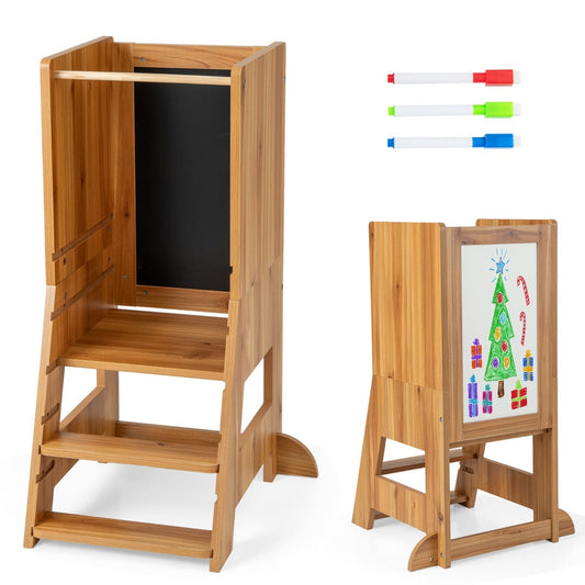 Learning Tower | Natural Wood Step Stool & Drawing Board