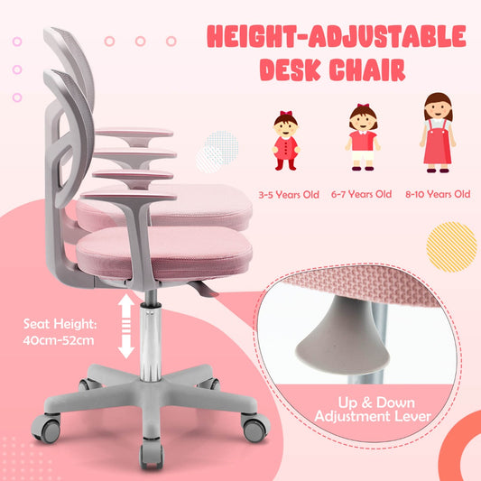 Adjustable Kids Study Chair - Ergonomic Design in Pink for comfortable homework and activities.