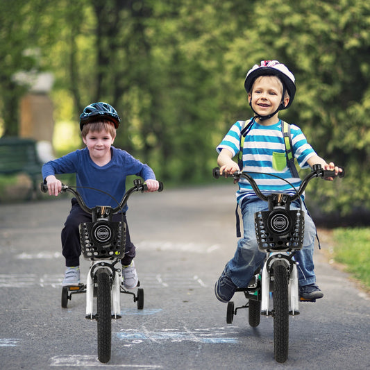 Children Training Bicycle | Cream White 14" Dual Brake Adjustable