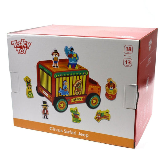 Colorful Circus Safari Jeep toy for kids, perfect for imaginative play at home.