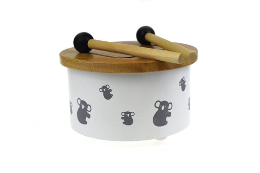 Wooden drum musical instrument for kids with calming sound, perfect for home playtime.