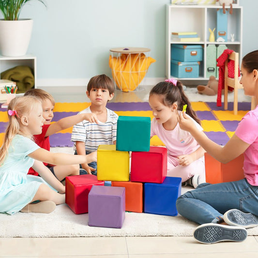 12 Piece Colourful Soft Foam Stacking Cubes | Kids Play Blocks