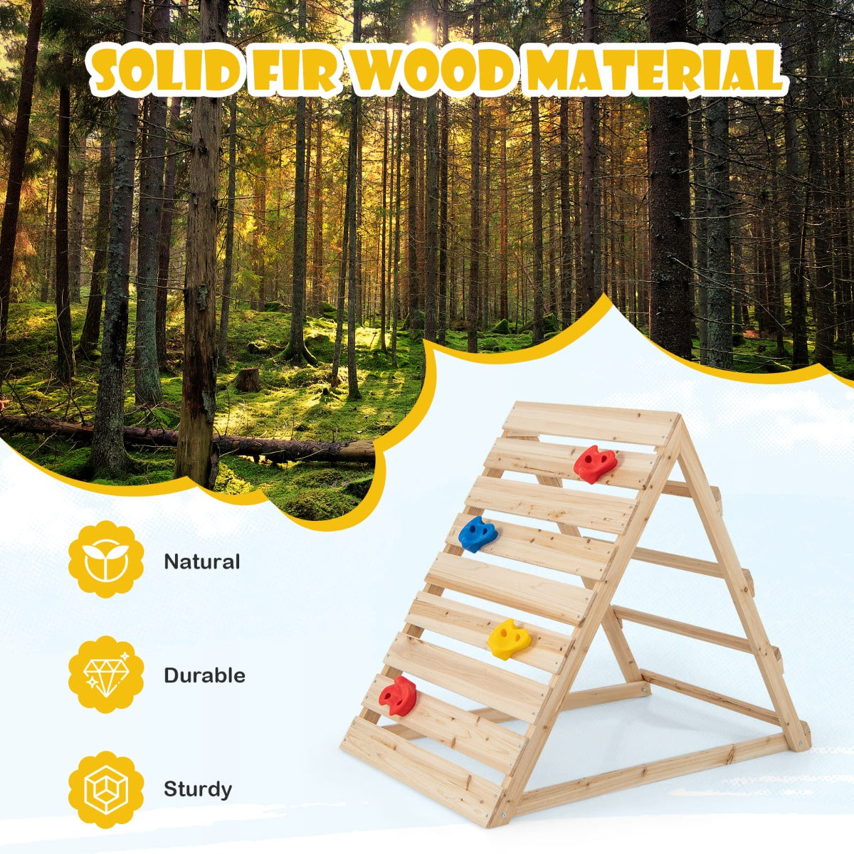 Wooden Kids Triangle Climber | versatile indoor/outdoor playset with ladder and wall, perfect for active play.