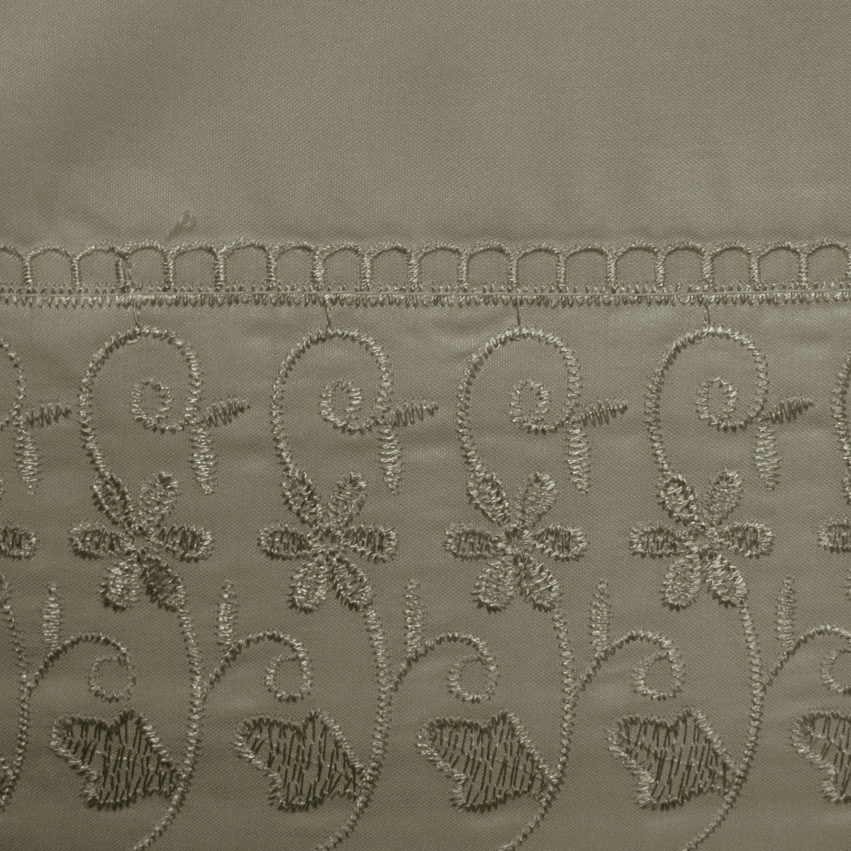 Machine lace embroidered single sheet set in mocha, perfect for childrens home decor.