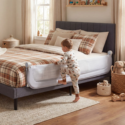 Foldable Bed Rail | Oxford Fabric Cover | U-Shaped Base Grey M