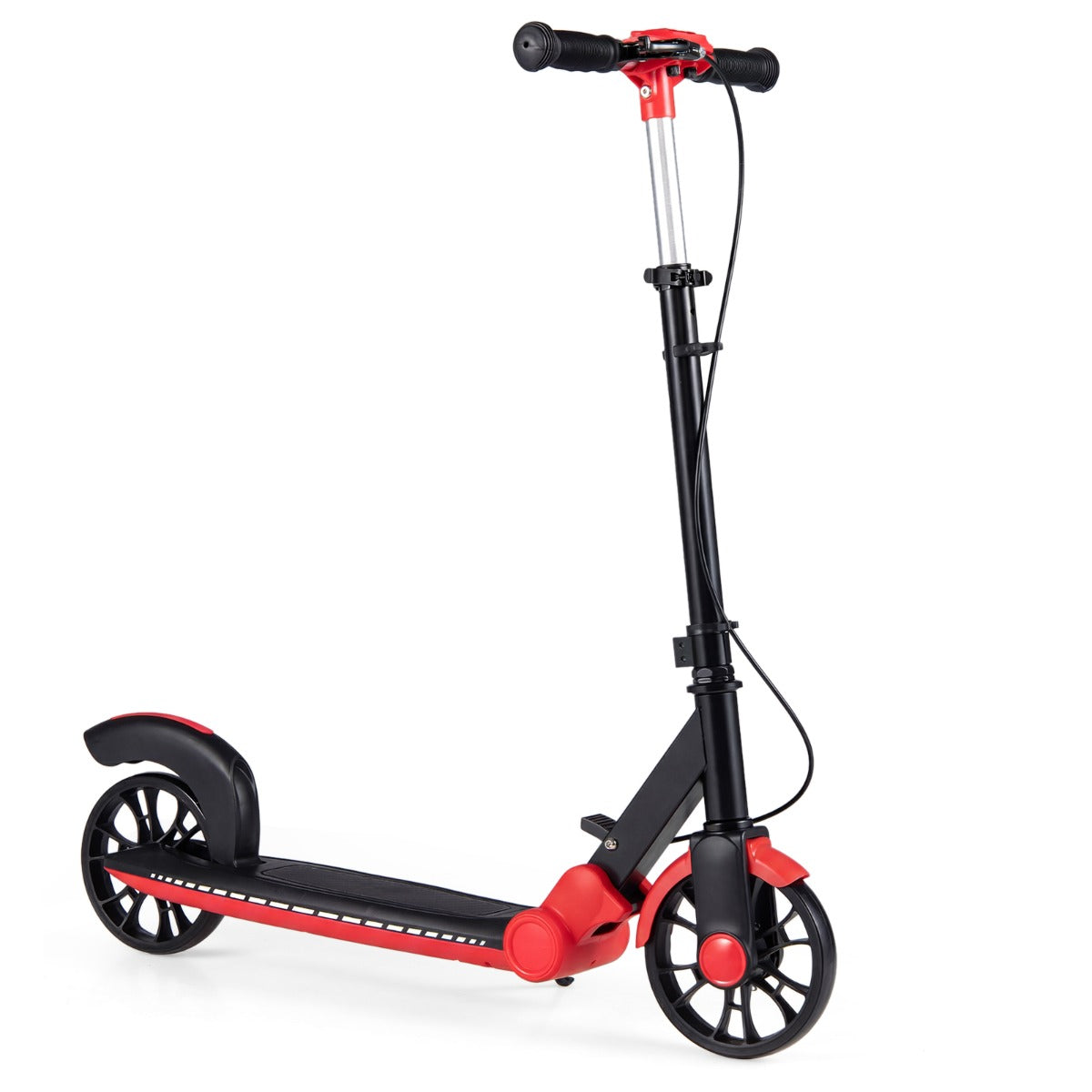 Foldable Scooter with 2 Light-up Wheels and 3-Height Adjustable Handle-Red