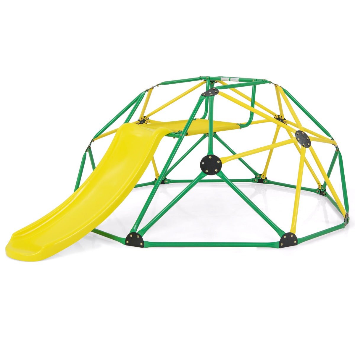 Geometric Dome Climber with Slide and Fabric Cushion for Jungle Gym, Backyard, Garden, Park-Green - Kids Mega Mart