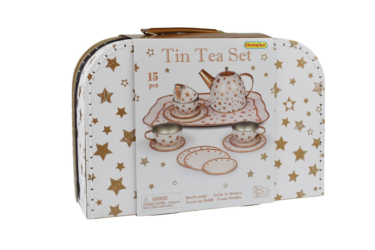 Childrens Gold Star Tin Tea Set in Suitcase - Perfect for imaginative play at home Childrens Gold Star Tin Tea Set in Suitcase - Perfect for imaginative play at home