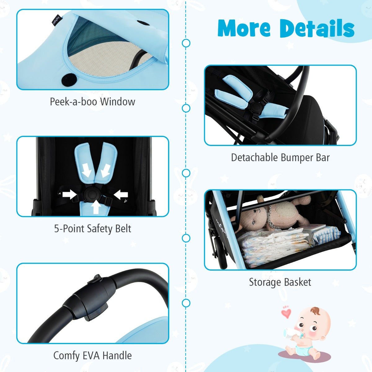 Blue Gravity Folding Baby Stroller | Lightweight, portable design for convenient and comfortable child transportation. Blue Gravity Folding Baby Stroller | Lightweight, portable design for convenient and comfortable child transportation.