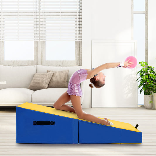 Foldable Gymnastics Mat | EPE Foam | Non-Slip PVC | Yellow Blue