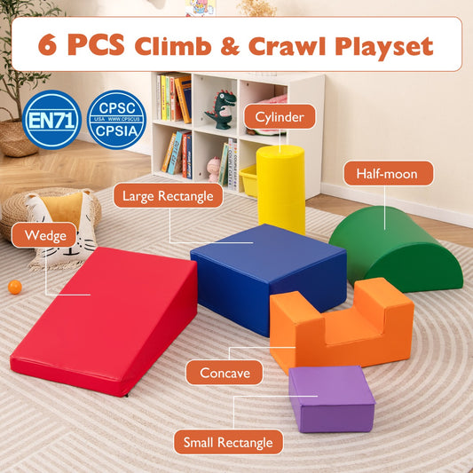 Indoor Climb And Crawl Activity Playset | 6 Colorful Pieces