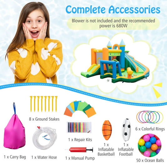 Kids inflatable water park with slides & climbing wall, perfect for backyard fun.