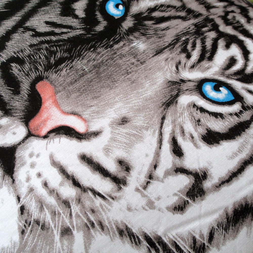 Blue eyes tiger striped cushion, ideal for childrens bedrooms, by Just Home.