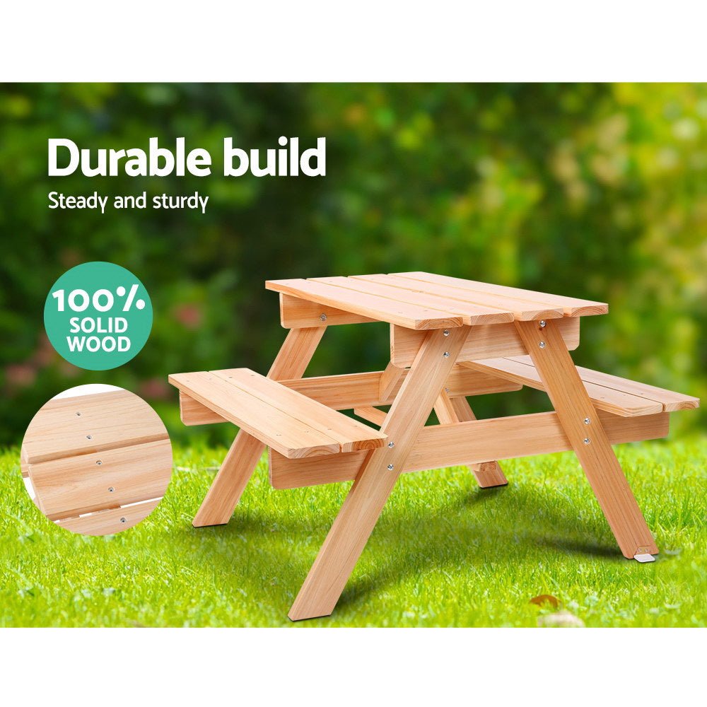 Keezi Kids Outdoor Table and Chairs Picnic Bench Set Children Wooden - Kids Mega Mart