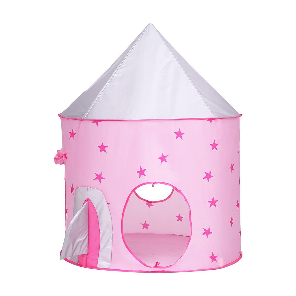 Keezi Kids Pink Pop Up Tent with Tunnel and Basketball Hoop - Kids Mega Mart