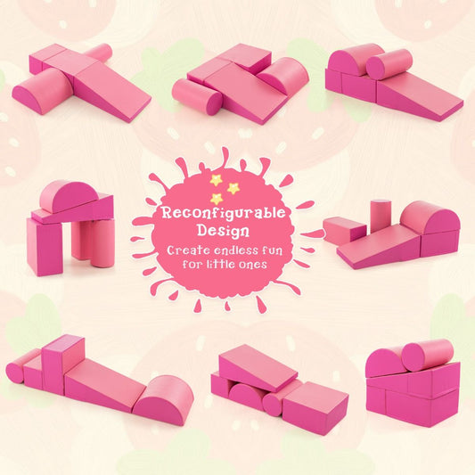 5-piece pink foam climbing blocks set for safe, active playtime for toddlers at home.