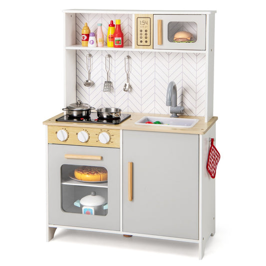 White Kids Kitchen Playset | Lights Sounds Storage | 3+ Years