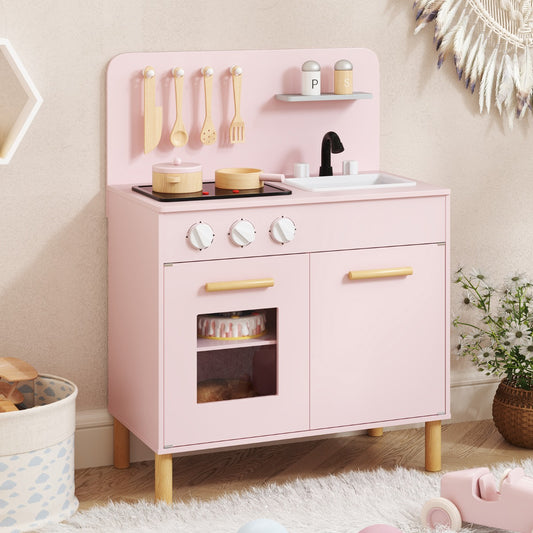Pink Kids Kitchen Playset | Light Up Stove & Cooking Toys 3+