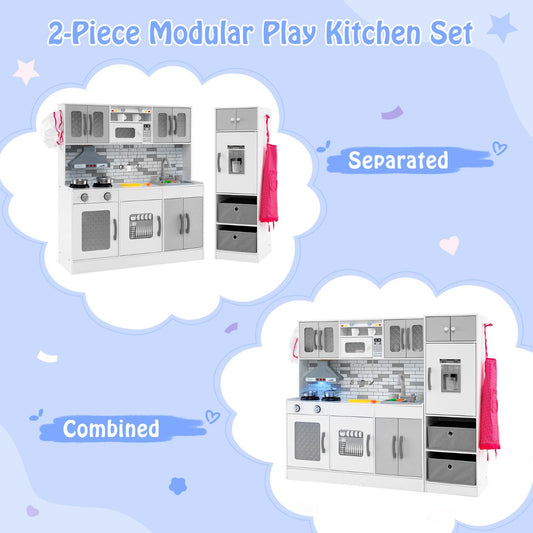 Grey Kids Kitchen Playset | Lights Sounds Water Cycle 2-Piece