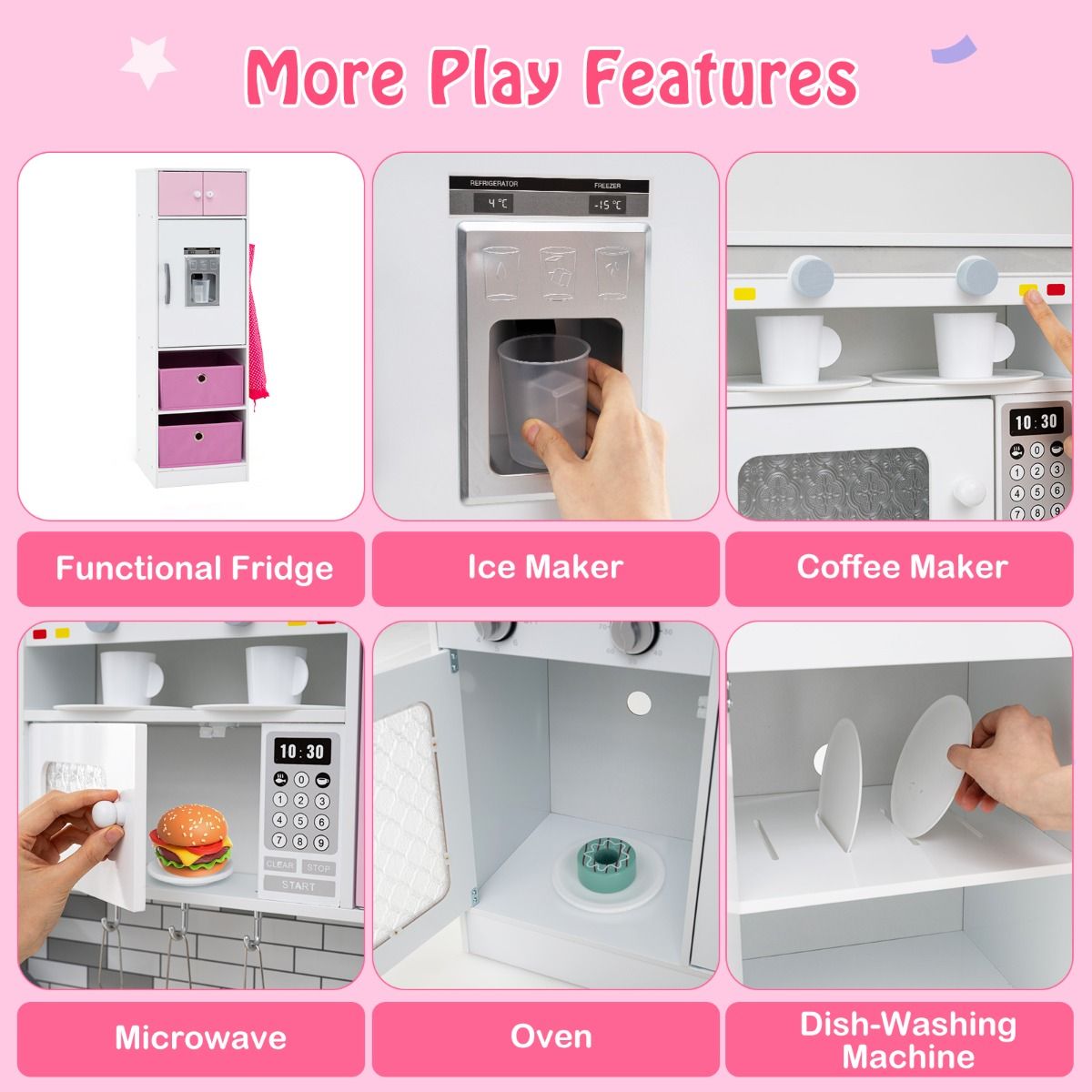 Kids Kitchen Playset | Pink Interactive Cooking Set with Lights Kids Kitchen Playset | Pink Interactive Cooking Set with Lights