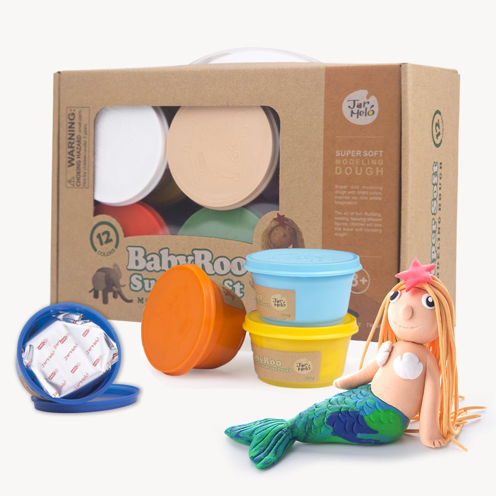 Colorful modeling dough set with 12 vibrant colors for creative playtime at home.