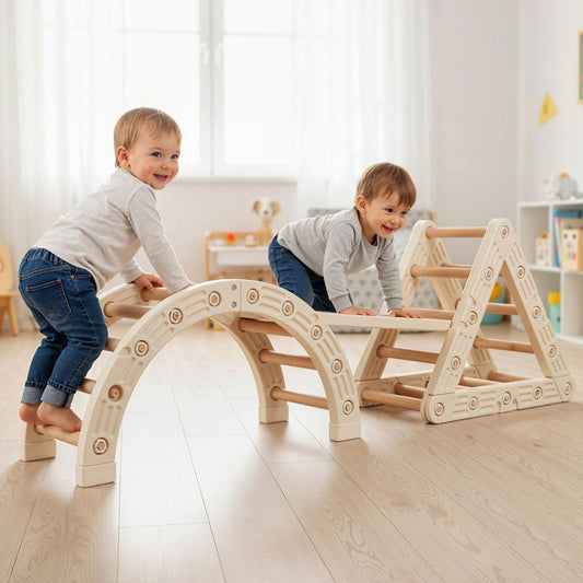 5-in-1 Montessori Climbing Set | Triangle Arch Ladder | Coffee