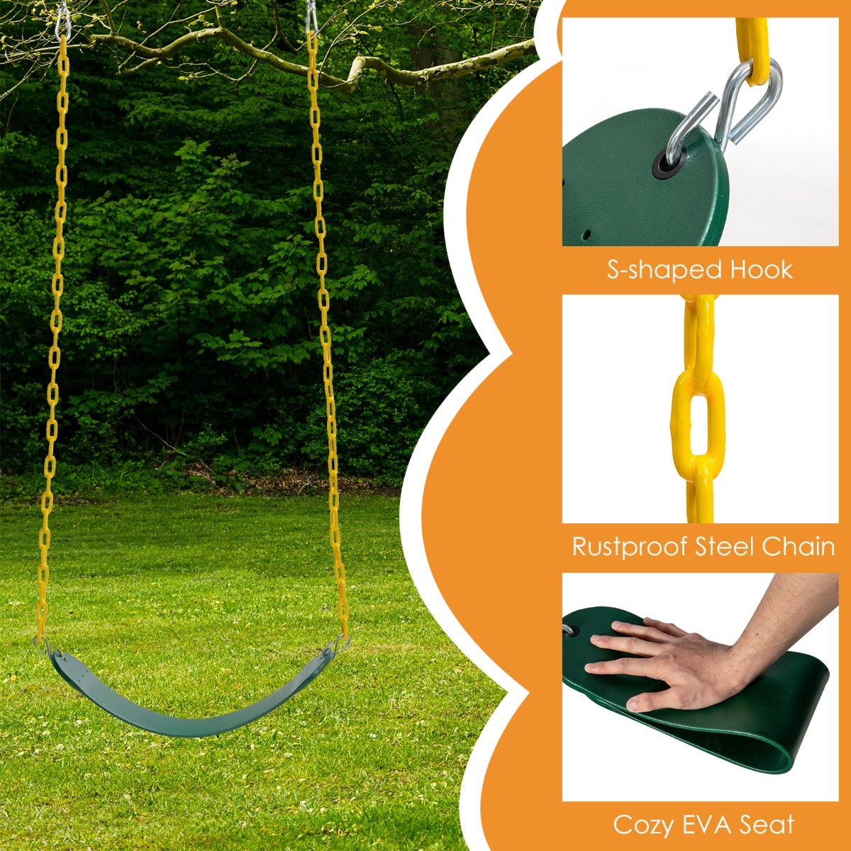 2 Piece Belt & Saucer Tree Swing Set | Adjustable Rope 150kg