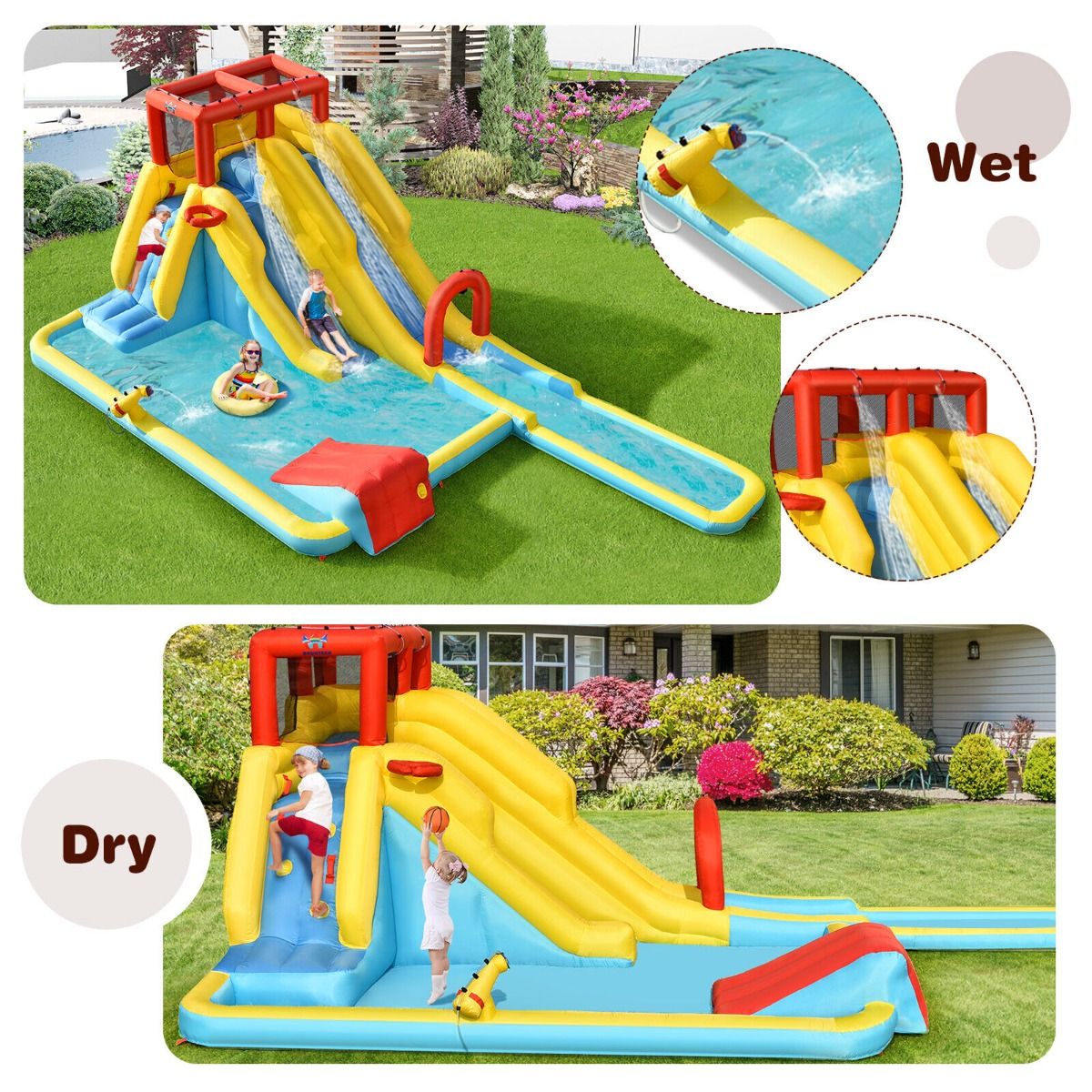 Kids Inflatable Water Slide Park & Bounce House - No Blower Kids Inflatable Water Slide Park & Bounce House - No Blower