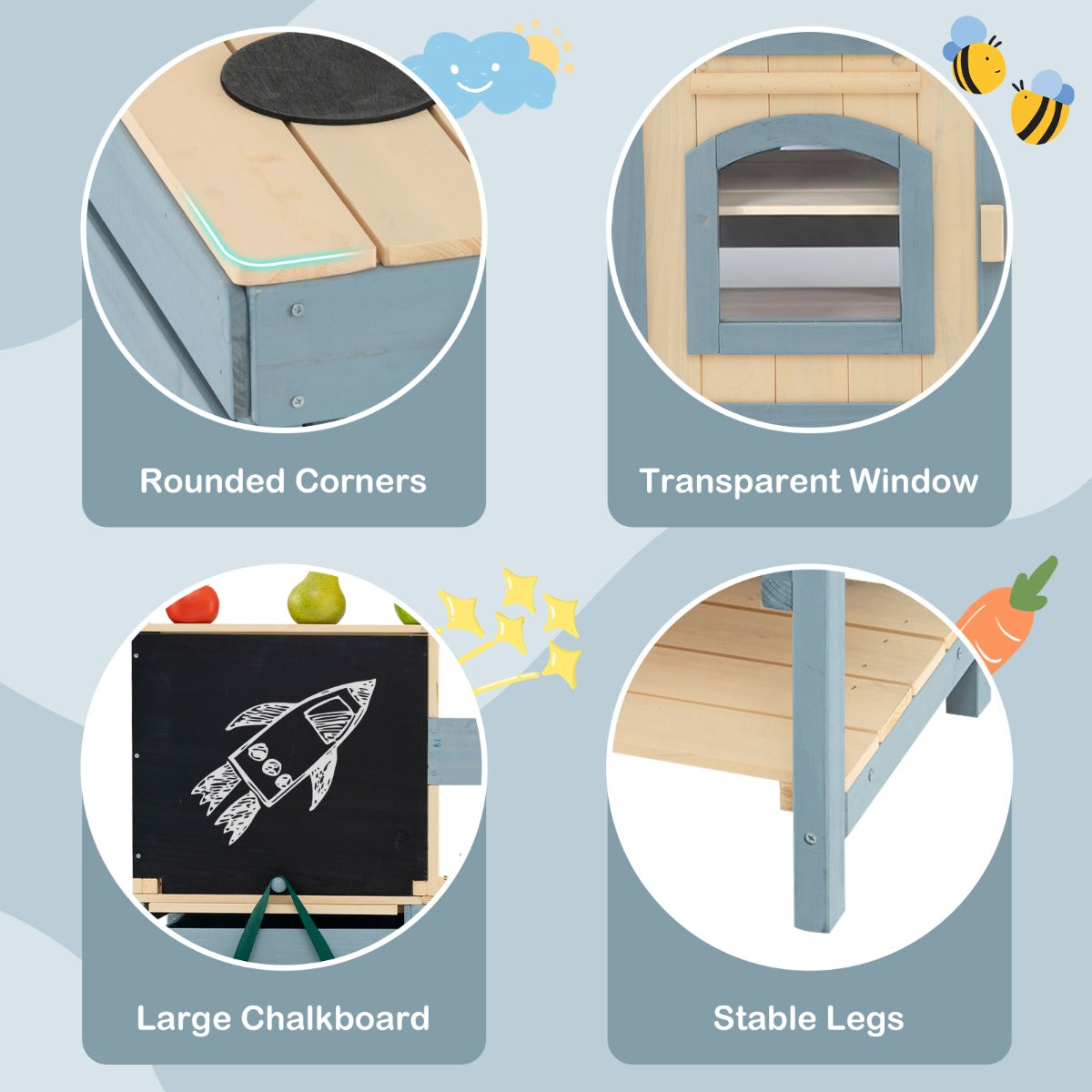 2 In 1 Kids Mud Kitchen & Grocery Store | Blue Fir Wood