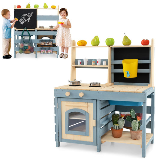 2 In 1 Kids Mud Kitchen & Grocery Store | Blue Fir Wood