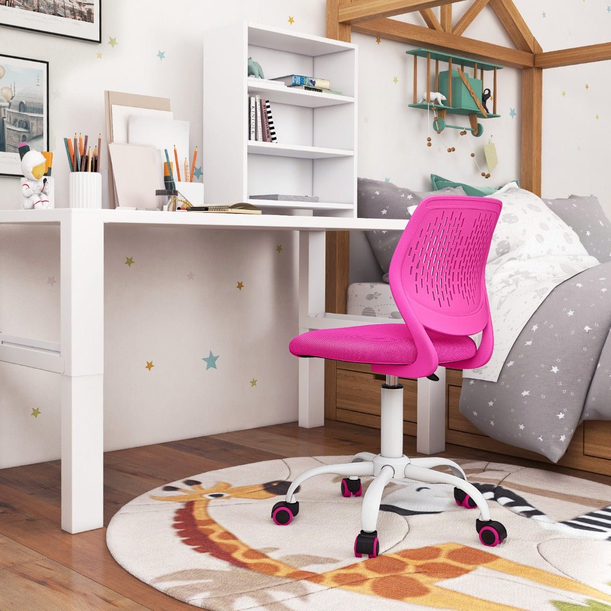 Pink Ergonomic Kids Desk Chair - Kids Mega Mart