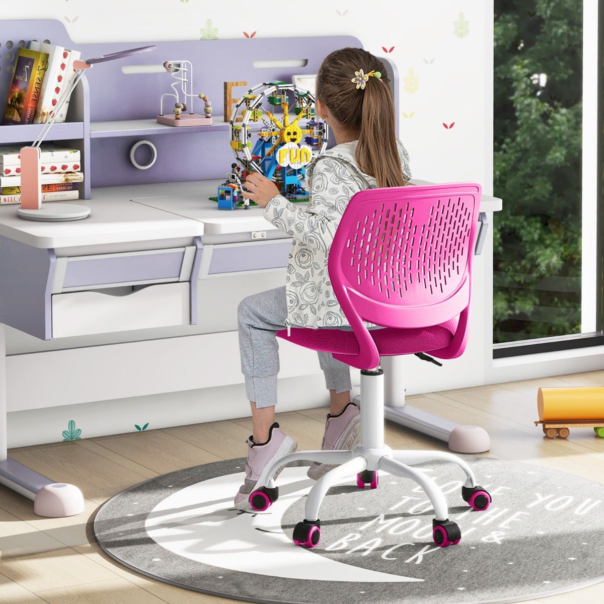 Pink Ergonomic Kids Desk Chair - Kids Mega Mart