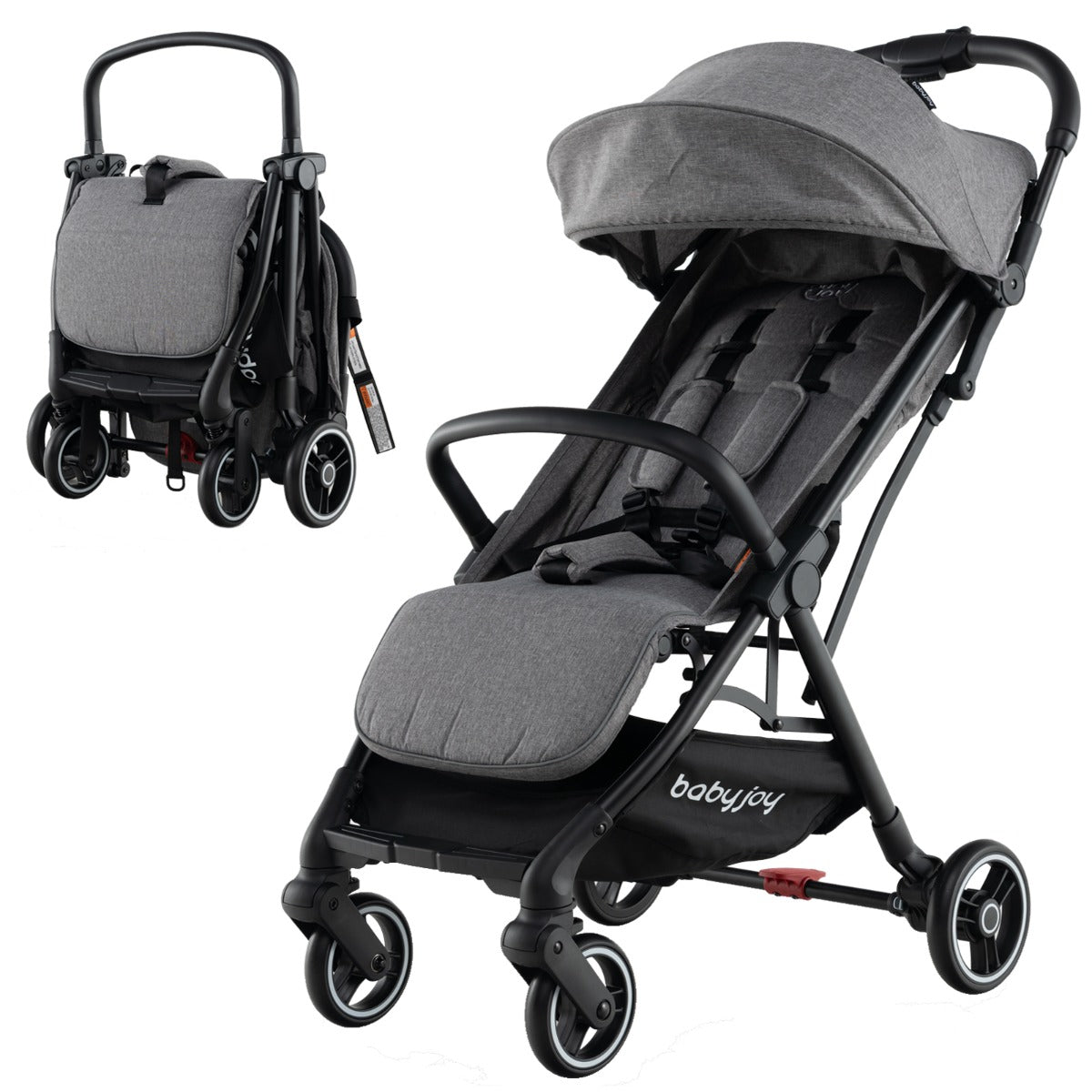 Portable Infant Stroller with Adjustable Backrest 6-36 Months Recommended Age-Dark Grey - Kids Mega Mart
