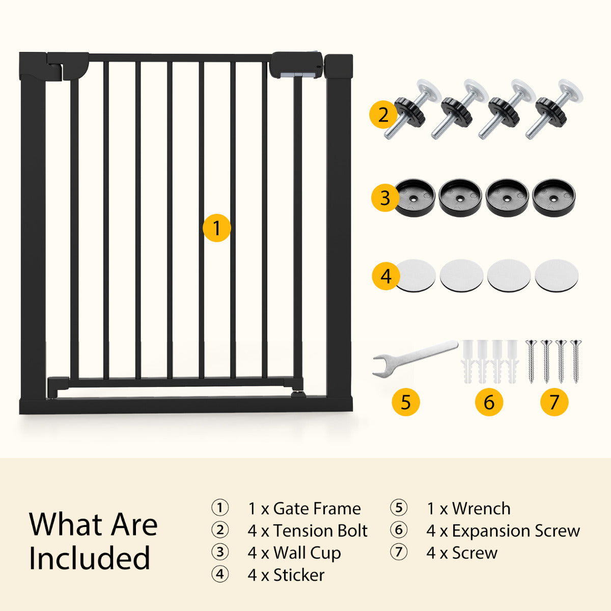 Black Auto Close Door Gate | One-Handed Operation | 75-82cm