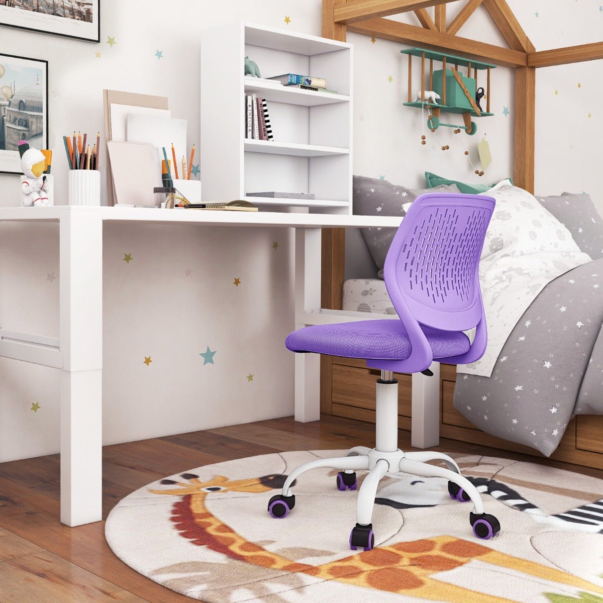 Purple Ergonomic Kids Desk Chair - Kids Mega Mart