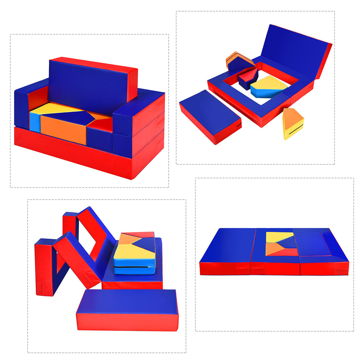 Kids 4-in-1 Foam Play Sofa Set | Climbing blocks for active indoor playtime. Kids 4-in-1 Foam Play Sofa Set | Climbing blocks for active indoor playtime.