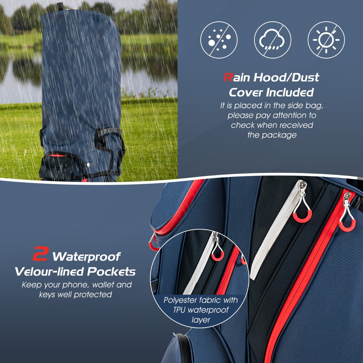 14-Way Golf Stand Bag with Cooler & 8 Pockets | Blue