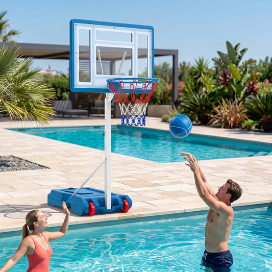 White Pool Basketball Hoop | Adjustable Height & Shatterproof Board