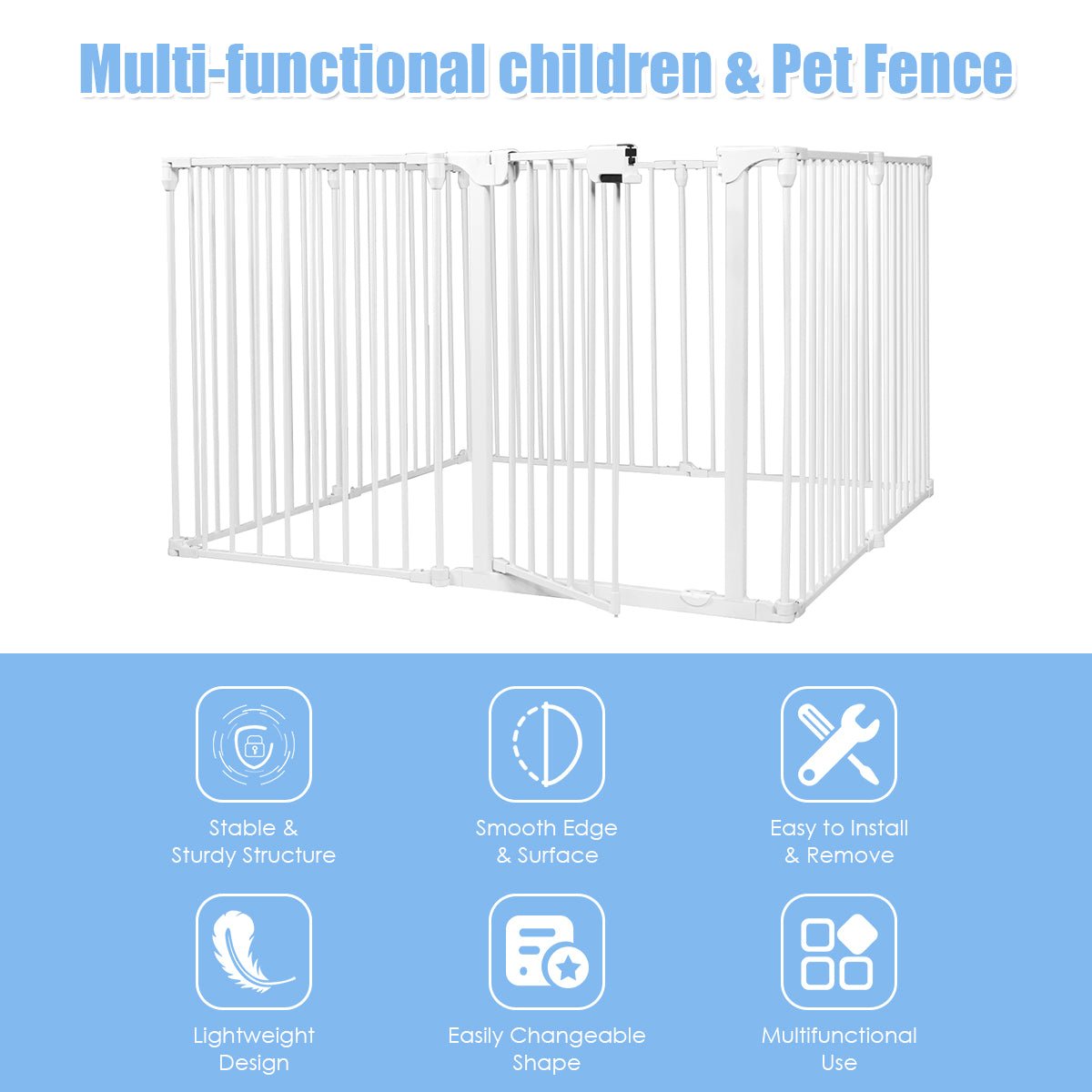 Spacious 8-Panel Baby Safety Enclosure in White - Kids Mega Mart