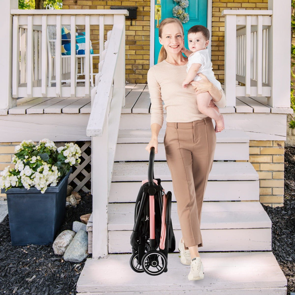 Pink Gravity-Folding Baby Stroller | Adjustable comfort for convenient and stylish child transportation at home. Pink Gravity-Folding Baby Stroller | Adjustable comfort for convenient and stylish child transportation at home.