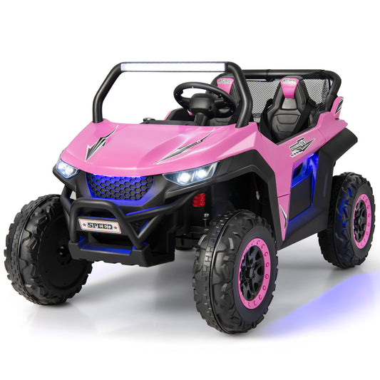 12V Pink Kids Electric Ride-On Car w/ Remote Control - 2-Seater UTV for Fun Playtime
