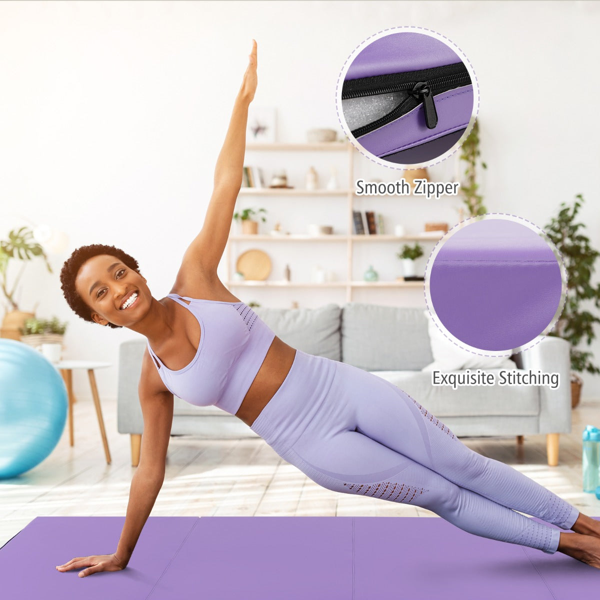 Tumbling Mat | Foldable EPE Foam Yoga Mat Light Purple